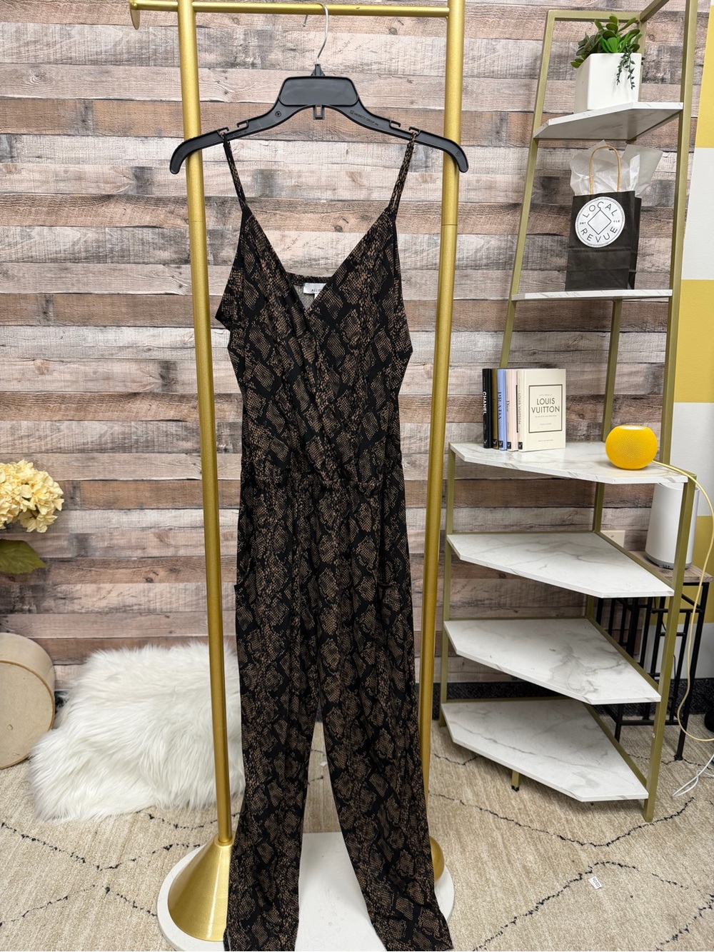 Allison Joy Black/Brown Snake Print Romper S